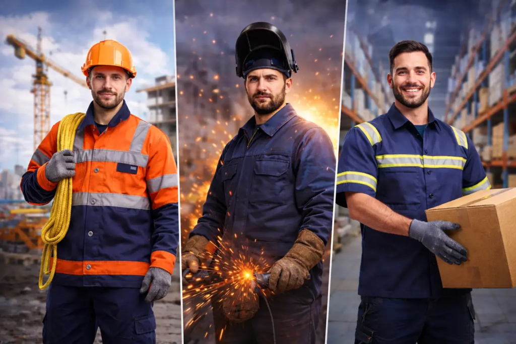 Рабочие трех отраслей промышленности